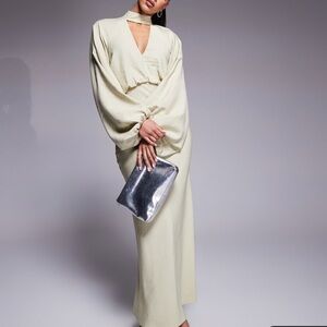 ASOS Sage Green plunge dress with sleeves
